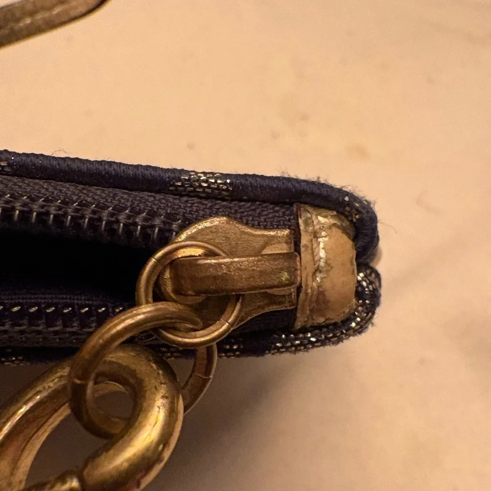 Coach Script New York Metallic Gold and Patent Leather Wristlet